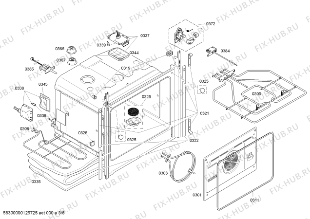 Взрыв-схема плиты (духовки) Bosch HBN78R751U - Схема узла 03