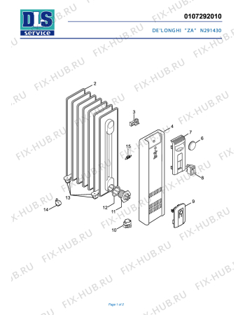 Схема №1 N 291430 с изображением Тэн для обогревателя (вентилятора) DELONGHI 5108000100