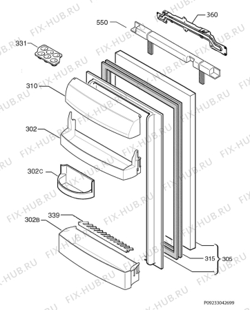 Взрыв-схема холодильника Zanussi ZQA12430DV - Схема узла Door 003