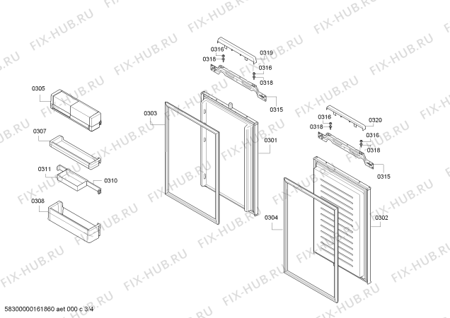 Схема №3 KI7863D30G с изображением Модуль управления, незапрограммированный для холодильника Bosch 00744794