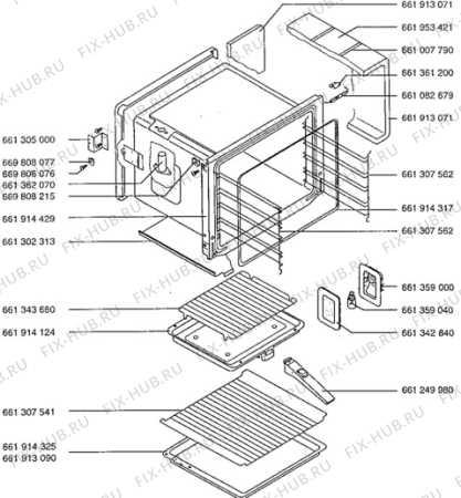 Взрыв-схема плиты (духовки) Aeg 52381B-M - Схема узла Oven body