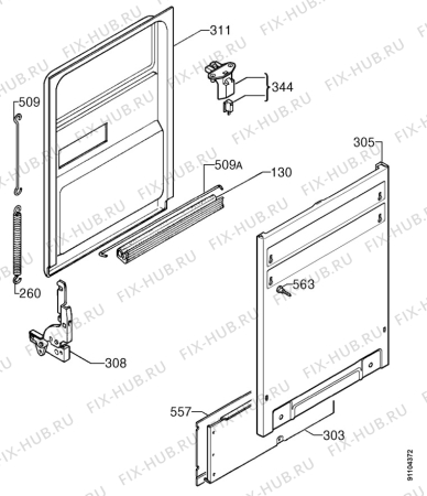 Взрыв-схема посудомоечной машины Aeg FAV54750VI - Схема узла Door 003