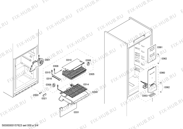 Взрыв-схема холодильника Bosch KGN36G75 - Схема узла 03