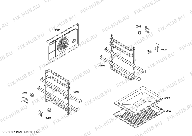 Взрыв-схема плиты (духовки) Bosch HEV43S351 Horno.BO.poliv.2d.B3.E0_CIF.pt_bsc.inox - Схема узла 05