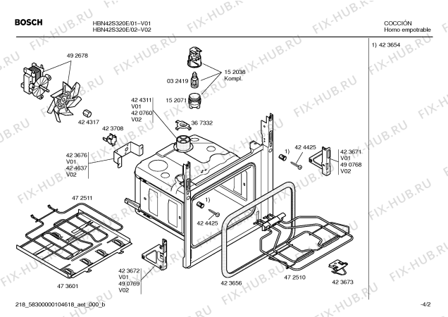 Схема №3 HBN42S320E Horno bosch ind.mltf_basc.blanc.reloj et с изображением Передняя часть корпуса для духового шкафа Bosch 00441112