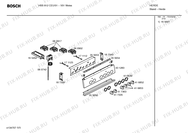 Взрыв-схема плиты (духовки) Bosch HSS812CEU - Схема узла 05