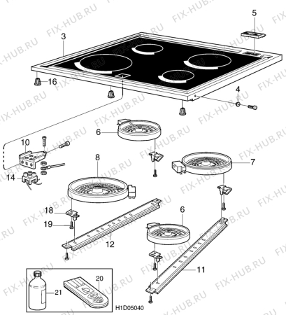 Взрыв-схема комплектующей Electrolux EK6163 - Схема узла H10 Hob