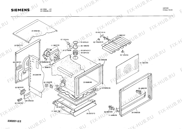 Взрыв-схема плиты (духовки) Siemens HE030426 - Схема узла 02