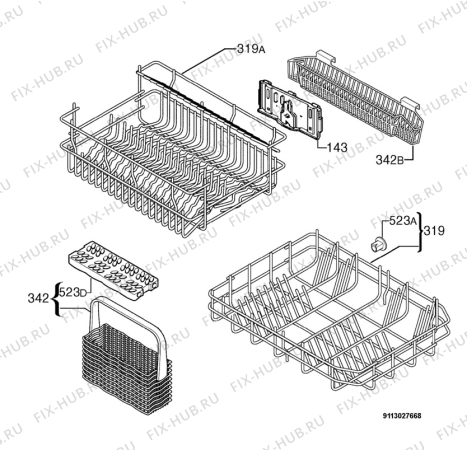 Взрыв-схема посудомоечной машины Rex Electrolux TT1045E - Схема узла Basket 160