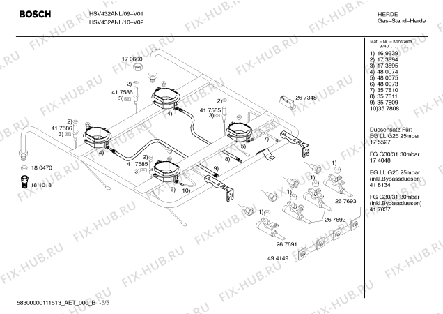 Схема №4 HSV432ANL, Bosch с изображением Панель управления для электропечи Bosch 00446876