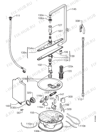 Взрыв-схема посудомоечной машины Faure LVN363W - Схема узла Hydraulic System 272