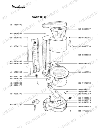 Взрыв-схема кофеварки (кофемашины) Moulinex AQ5445(5) - Схема узла CP001660.8P2