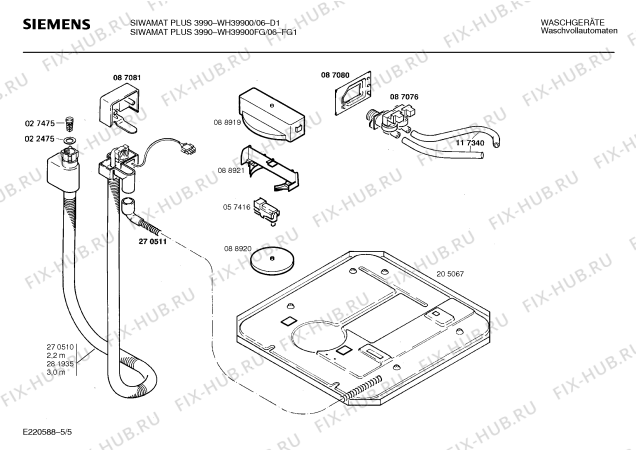 Схема №5 WH39900FG SIWAMAT PLUS 3990 с изображением Панель управления для стиральной машины Siemens 00273969
