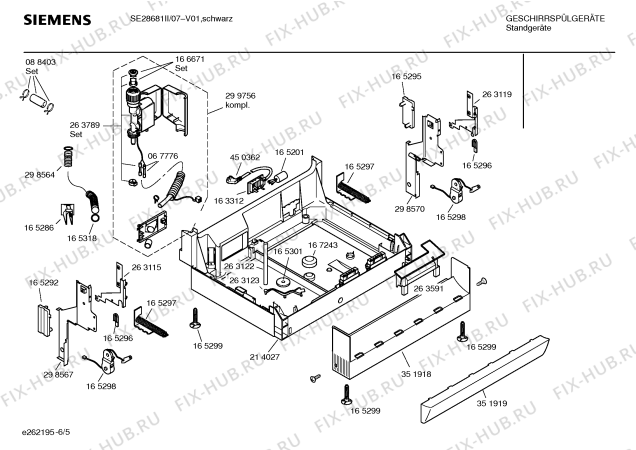 Взрыв-схема посудомоечной машины Siemens SE28681II - Схема узла 05