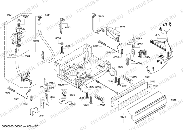 Схема №4 SN46T294SK с изображением Передняя панель для посудомойки Siemens 00706779