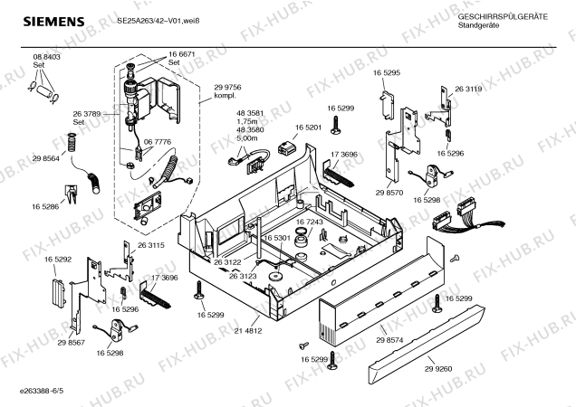 Взрыв-схема посудомоечной машины Siemens SE25A263 - Схема узла 05