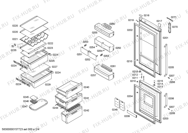 Схема №2 KG36NH50GB с изображением Дверь для холодильной камеры Siemens 00711179