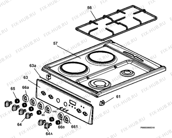 Взрыв-схема плиты (духовки) Electrolux EKM513503W - Схема узла Section 4