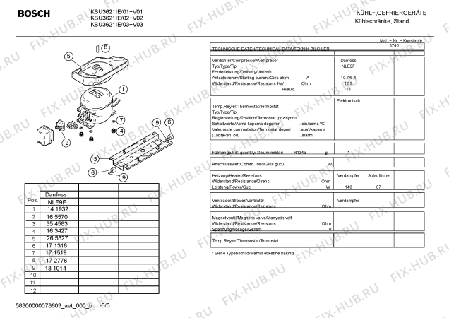 Взрыв-схема холодильника Bosch KSU3621IE - Схема узла 03