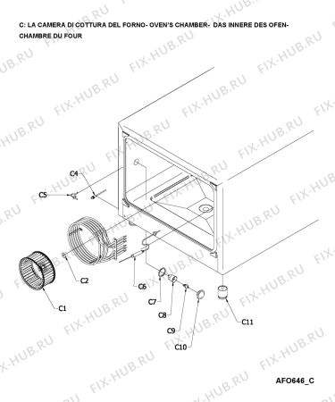 Взрыв-схема плиты (духовки) Whirlpool AFO 646 - Схема узла