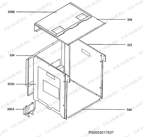 Взрыв-схема плиты (духовки) Electrolux EOB63002K - Схема узла Housing 001