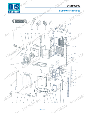 Схема №1 PAC NF 80 с изображением Обшивка для кондиционера DELONGHI 5451062800