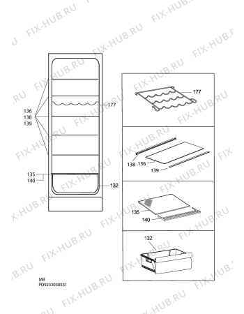 Взрыв-схема холодильника Electrolux ERC37222W - Схема узла C10 Interior