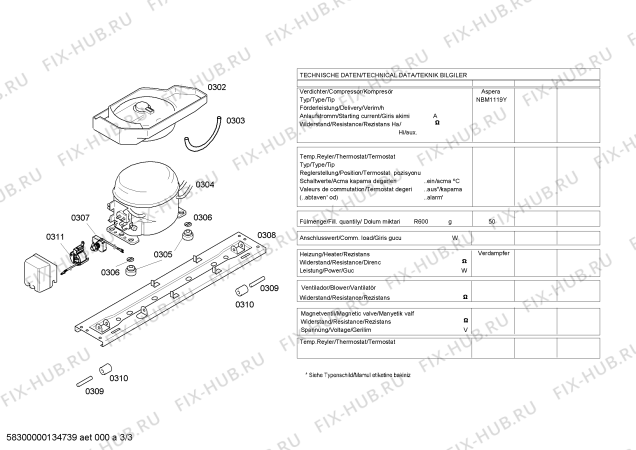 Взрыв-схема холодильника Profilo BD4371ANFM - Схема узла 03