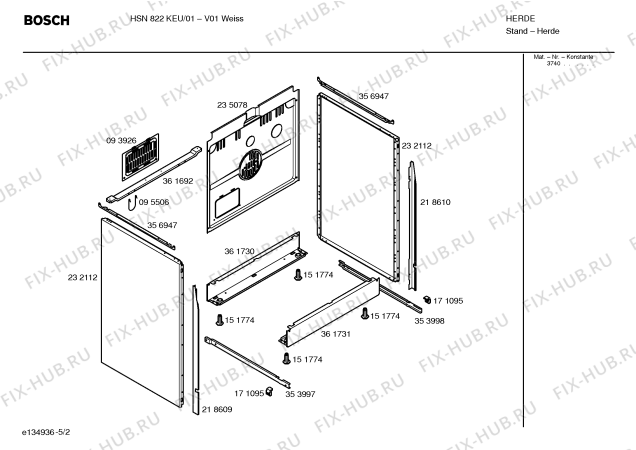 Взрыв-схема плиты (духовки) Bosch HSN822KEU - Схема узла 02