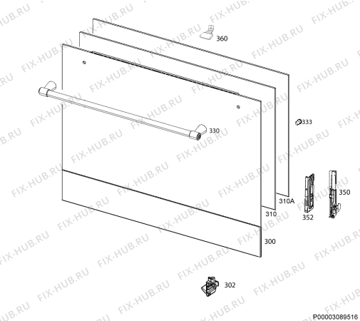 Взрыв-схема плиты (духовки) Ikea GRANSLOS 10301451 - Схема узла Door