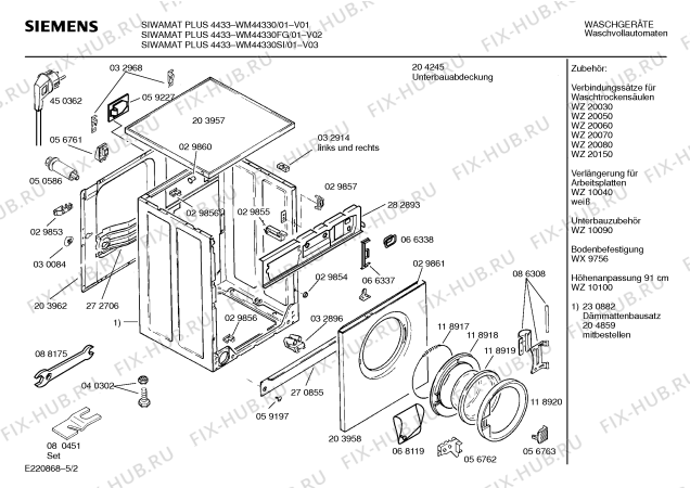 Взрыв-схема стиральной машины Siemens WM44330SI SIWAMAT PLUS 4433 - Схема узла 02