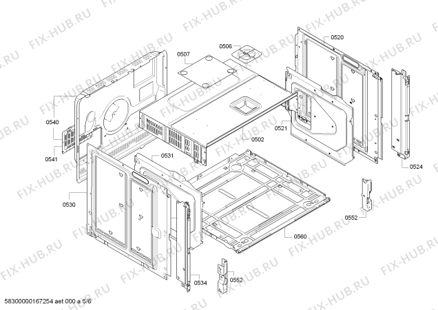 Схема №5 HB76RU561A с изображением Фронтальное стекло для духового шкафа Siemens 00688405