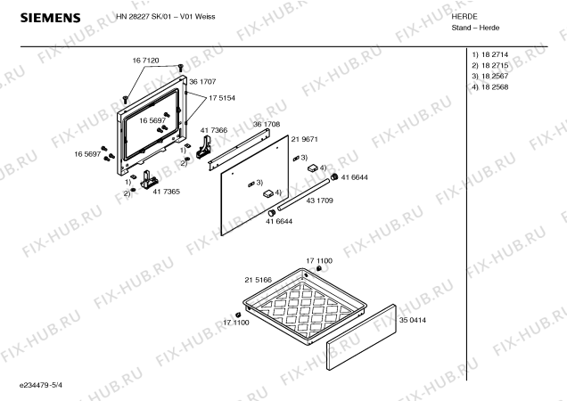 Взрыв-схема плиты (духовки) Siemens HN28227SK - Схема узла 04