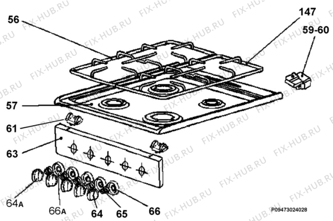 Взрыв-схема плиты (духовки) Electrolux EKG5011 - Схема узла Section 4