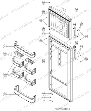 Взрыв-схема холодильника Zanussi ZRT332WO1 - Схема узла Door