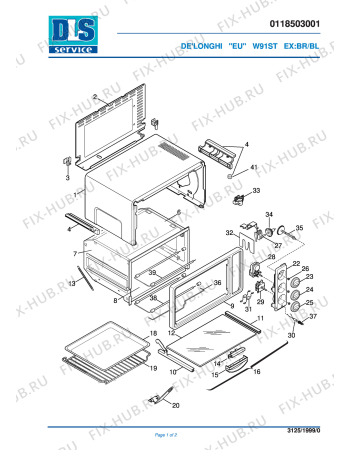 Схема №1 W 910ST с изображением Обшивка для плиты (духовки) DELONGHI 593311