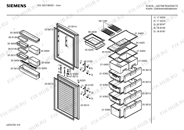 Схема №3 KG32U190 с изображением Дверь для холодильной камеры Siemens 00239514