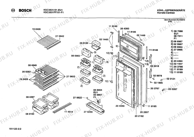 Взрыв-схема холодильника Bosch KSC3531FF - Схема узла 02