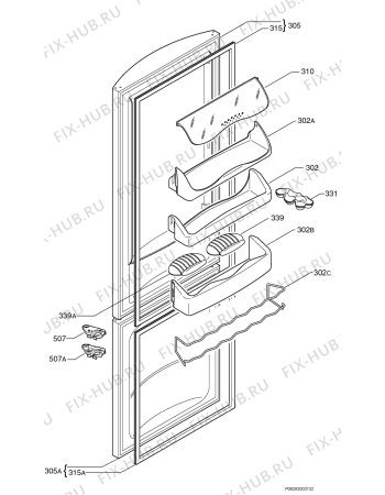 Взрыв-схема холодильника Zanussi ZK29/10F - Схема узла Door 003