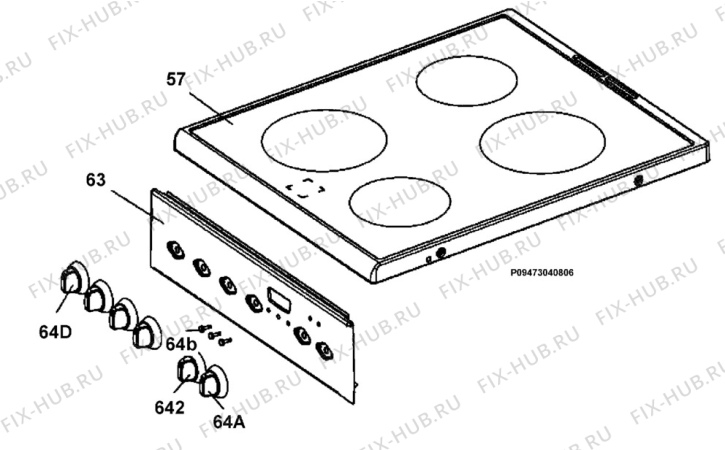 Взрыв-схема плиты (духовки) Electrolux EKC513507X - Схема узла Section 4