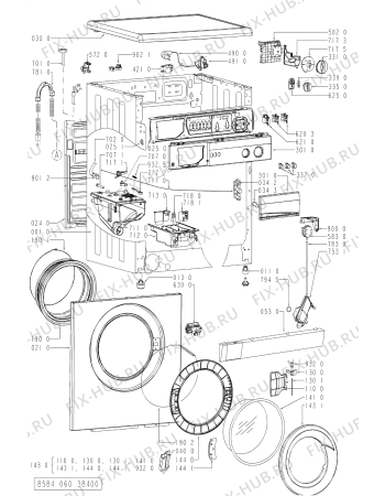 Схема №2 LOA 605 с изображением Обшивка для стиралки Whirlpool 481245216828