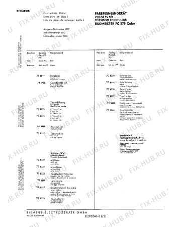 Взрыв-схема телевизора Siemens FC379 - Схема узла 11