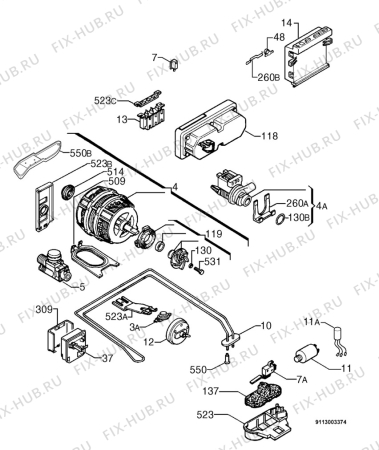 Взрыв-схема посудомоечной машины Rex TT95E - Схема узла Electrical equipment 268