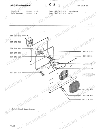 Взрыв-схема плиты (духовки) Aeg U 640 1 W - Схема узла Section4
