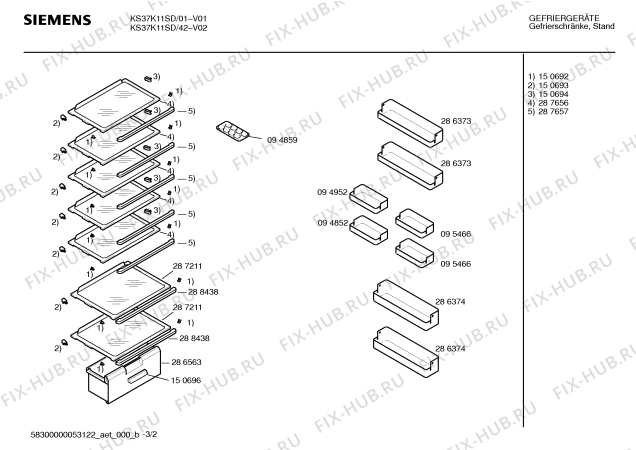 Схема №3 KS37K21SD с изображением Панель управления для холодильника Siemens 00298630