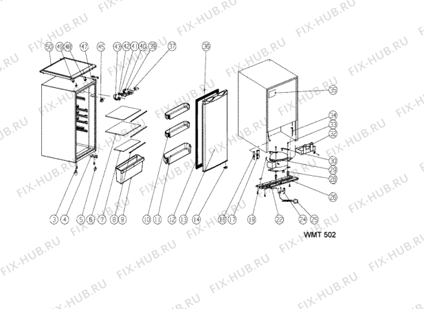 Схема №1 WMT502 (F091224) с изображением Проводка для стиралки Indesit C00333782