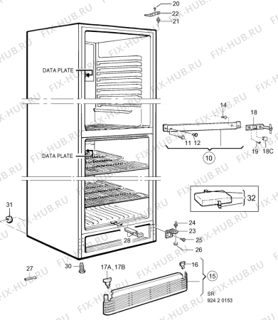 Взрыв-схема холодильника Husqvarna Electrolux GM104KSF - Схема узла C10 Cabinet