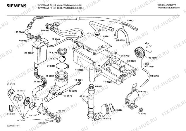 Взрыв-схема стиральной машины Siemens WM10010 SIWAMAT PLUS 1001 - Схема узла 04