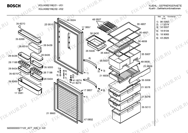 Схема №2 KGU40621NE с изображением Инструкция по эксплуатации для холодильной камеры Bosch 00587173