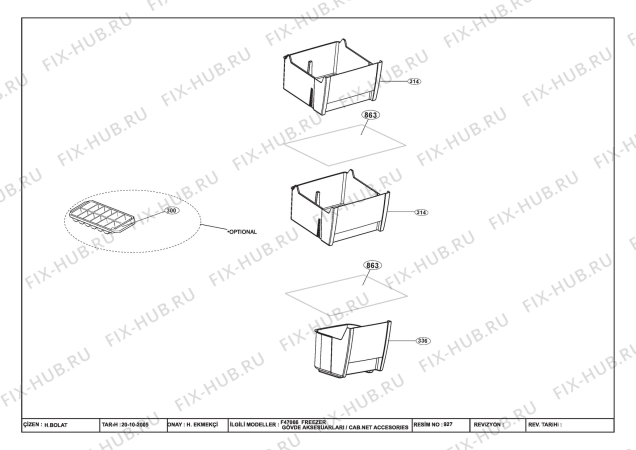 Взрыв-схема холодильника Beko FS166020 (7266948714) - F 47066_CABINET ACCESSORIES